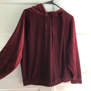 Oversized velvet hoodie / MAROON